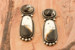 Genuine White Buffalo Turquoise Sterling Silver Native American Earrings